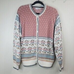 Jason Maxwell vintage wool floral cardigan size xl